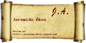 Jeremiás Ákos névjegykártya